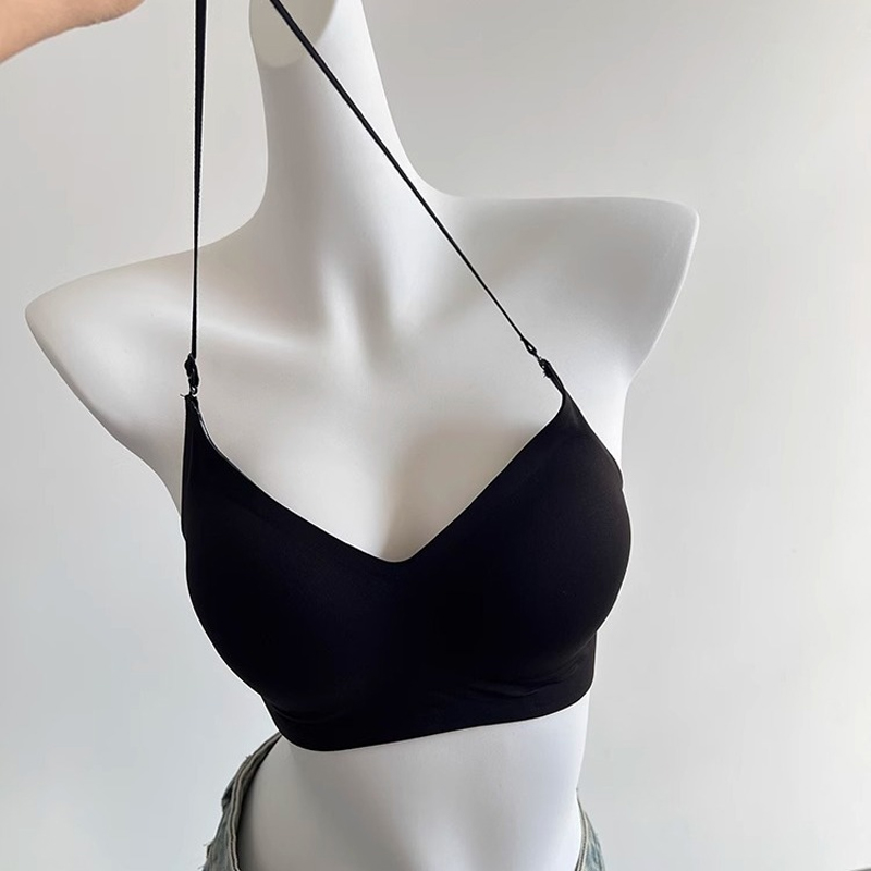 T Shirt Bra Seamless - บราเล็ตต์ไร้ตะเข็บสำหรับผู้หญิง แบบหลายสไตล์ สายคล้องคอ ดันทรง ไร้สายหลัง สไตล์อเมริกัน