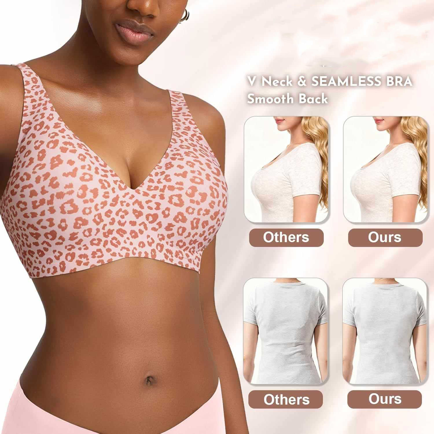 บราไร้โครงสำหรับผู้หญิง ลายเสื - Plunge Bra Push Up บทวิจารณ์และราคา