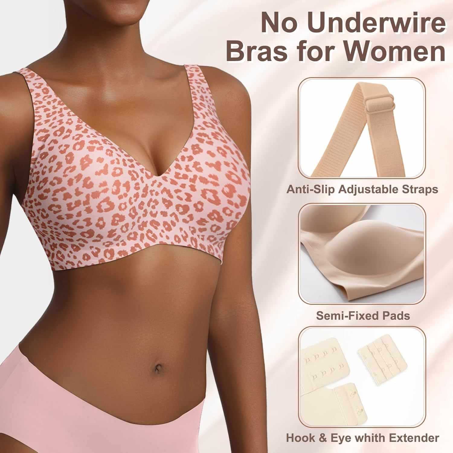 บราไร้โครงสำหรับผู้หญิง ลายเสื - Plunge Bra Push Up บทวิจารณ์และราคา