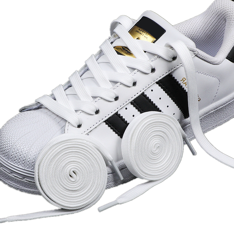 1 คู่สีดําสีขาวรองเท้า Laces แ - Adidas Shoes Superstar บทวิจารณ์และราคา