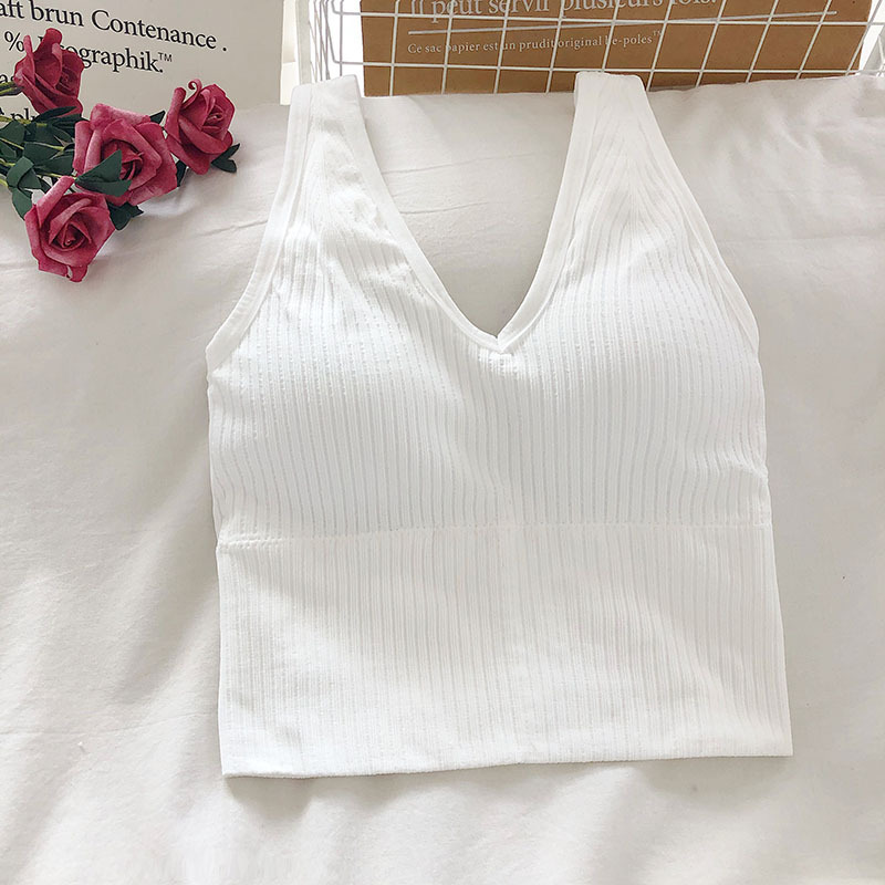 ผู้หญิง Tank Crop Tops หญิงเสื - T Shirt Bra Seamless บทวิจารณ์และราคา